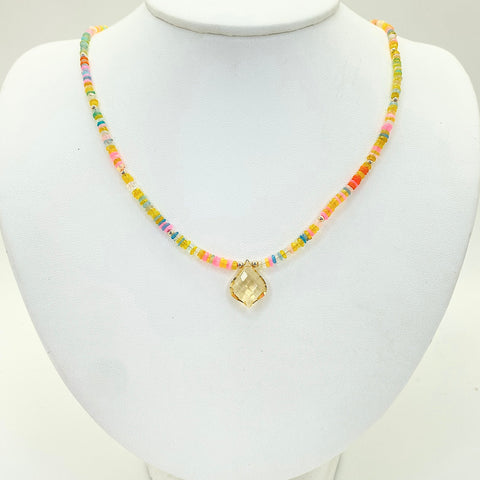 Gemmy necklace - 14kt gold Yellow sapphire and topaz