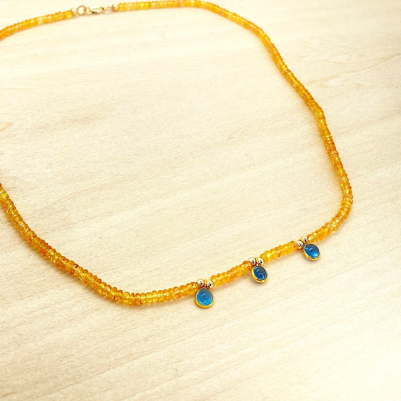 Gemmy necklace - 14kt gold Yellow sapphire and topaz