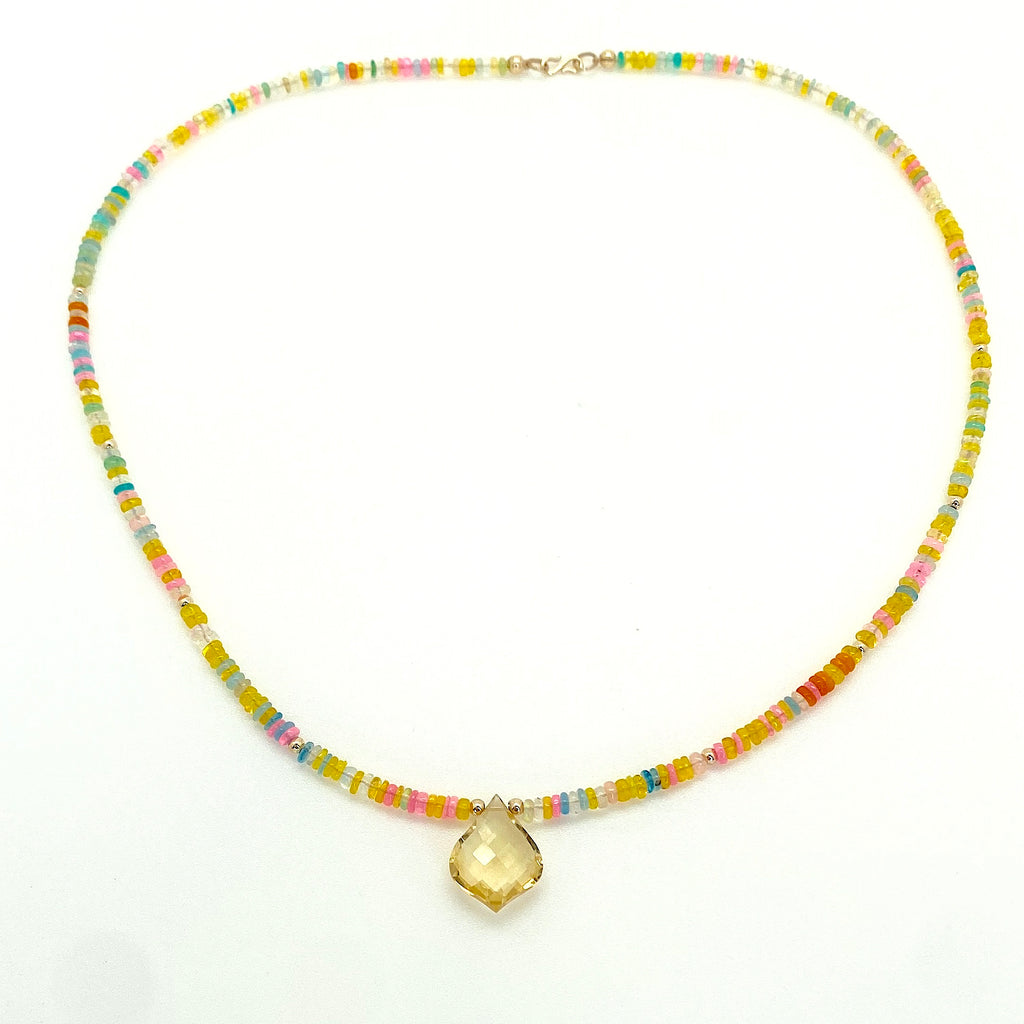 Gemmy necklace - 14kt gold Opal and citrine