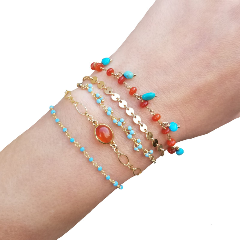 Wrap Bracelet - Turquoise Multi - Gold